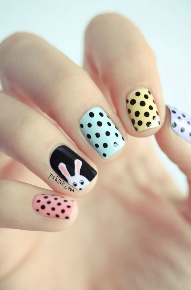 Красивый легкий дизайн маникюра Easter pastel nail art Ongles lapin, Cheveux et ongles, Vernis à ongles couleur 