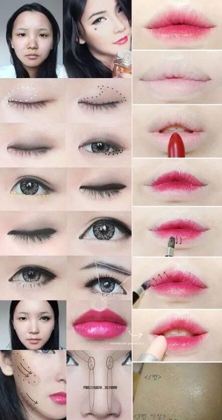 Красивый легкий корейский макияж 54+ Ideas For Makeup Asian Tutorial Gradient Lips #makeup (с изображениями) Маки