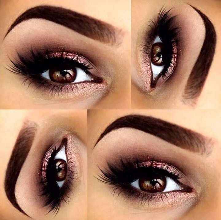 Красивый легкий макияж для карих глаз Gold Smokey Eye Braune augen makeup, Schminkzeug, Braune augen