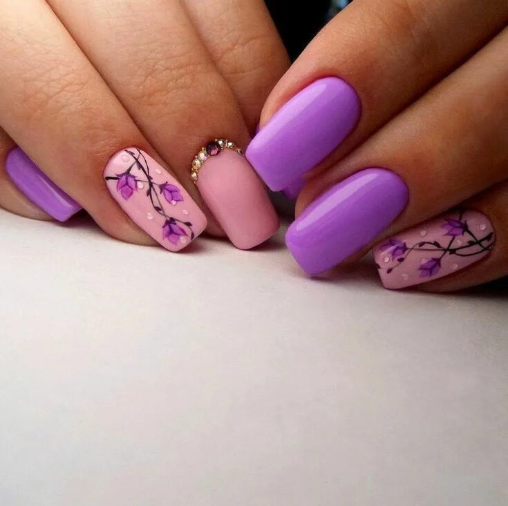 Красивый лиловый маникюр Violet Violet nails, Nail art, Best nail art designs