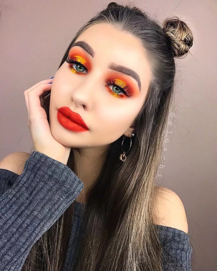 Красивый макияж 14 лет Gorgeous Orange Makeup Look Orange makeup, Makeup, Makeup obsession