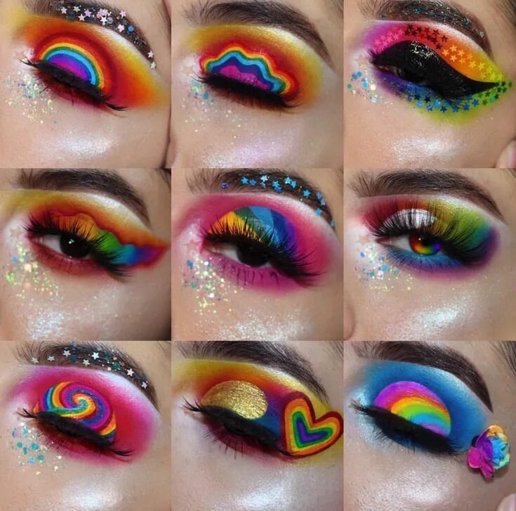 Красивый макияж 6 лет радужный Rainbow eye look #rainbow #eyeshadow #makeup Rainbow eye makeup, Eye makeup desi