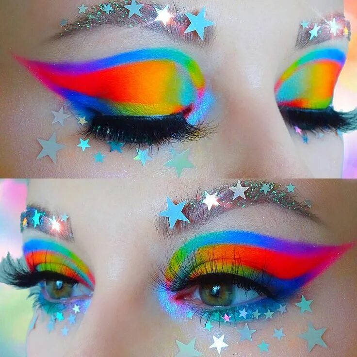 Красивый макияж 6 лет радужный #rainbow #makeup #glitter #beauty #cutcrease #rainbowmakeup #colorful #neon #col