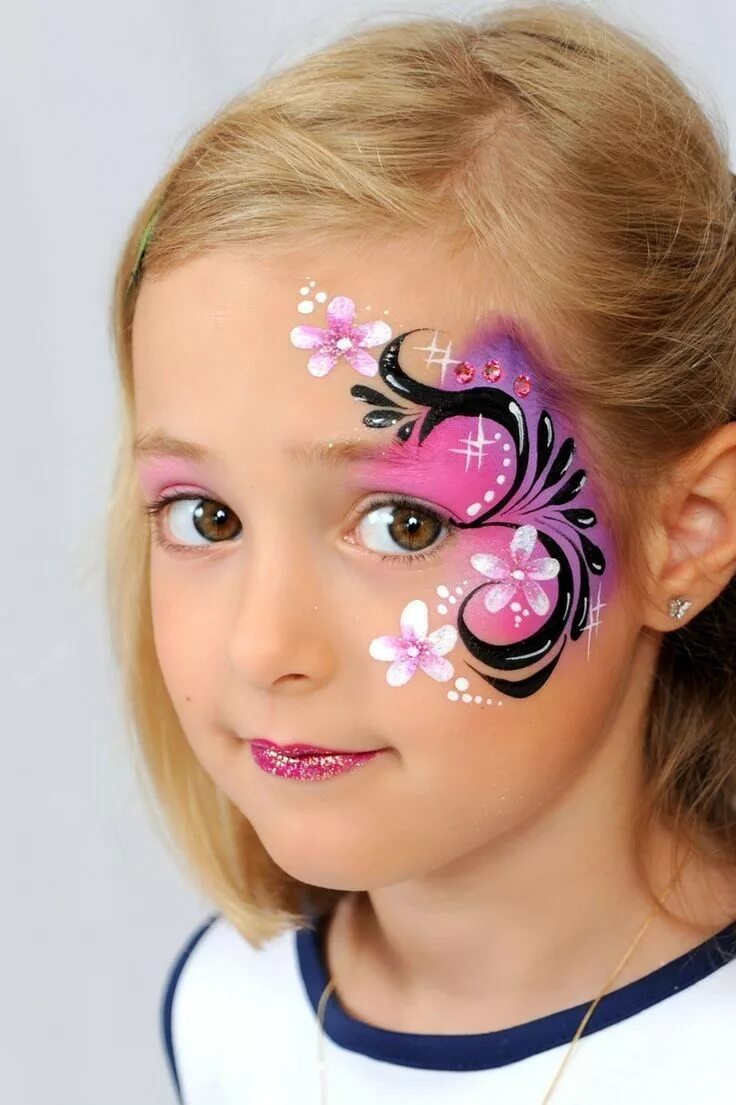 Красивый макияж аквагримом Pin von Katie Rose auf One eye face paint Kinder schminken, Augenschminke, Bemal