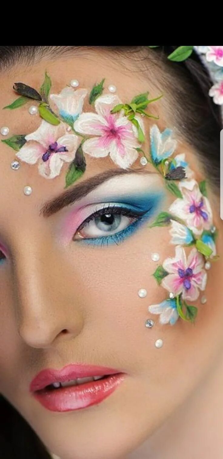Красивый макияж аквагримом Pin on Flowers Facepainting