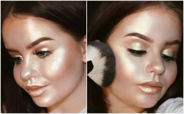 Красивый макияж без тоналки to contouring your entire face with the shiny stuff. Face makeup tutorial, Highl
