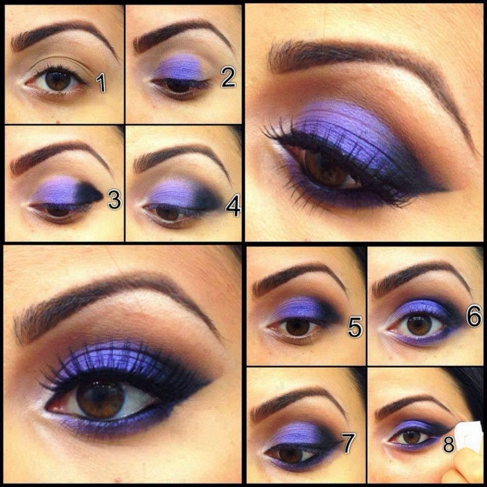 Красивый макияж для карих глаз пошагово Purple Purple eye makeup, Purple makeup, Smokey eye makeup
