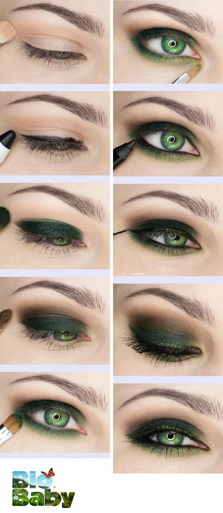 Красивый макияж для зеленых глаз пошагово Sigue estos pasos para crear un look inspirado en los colores de un árbol. 2016 