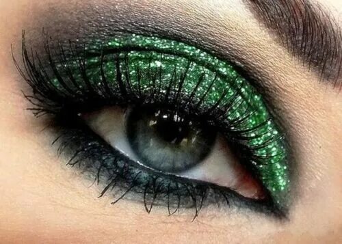 Красивый макияж фото для зеленых EYELINER occhi ciglia UV fluorescente con BRILLANTINI glitter 6 colori a scelta 