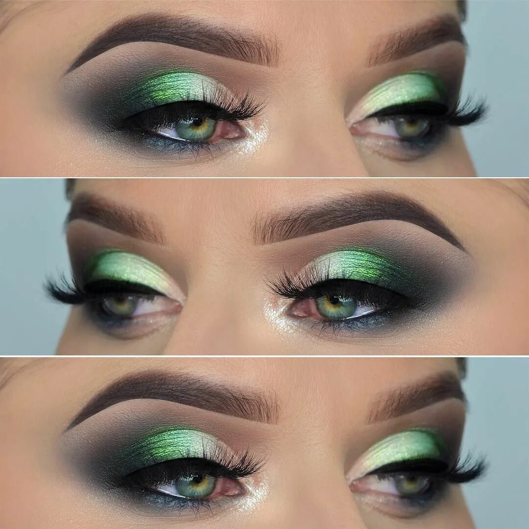 Красивый макияж фото для зеленых Olhos - sombra verde Maquiagem deslumbrante, Sombra verde, Maquiagem olhos
