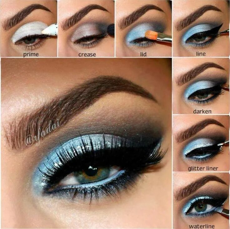 Красивый макияж глаз фото пошагово blue eye tutorial Blue eye makeup, Eye makeup tutorial, Sky blue makeup