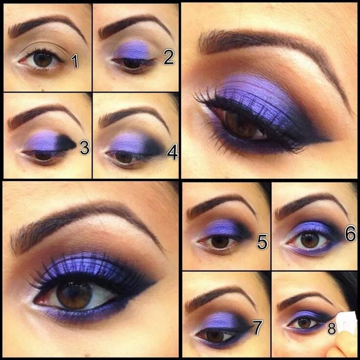 Красивый макияж глаз пошаговое для карих Facebook Lila augen make-up, Lila make-up, Braune augen schminken