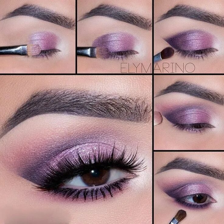 Красивый макияж глаз в домашних Pin by Beauty Line on Maquillaje de ojos paso a paso Purple eye makeup, Purple m