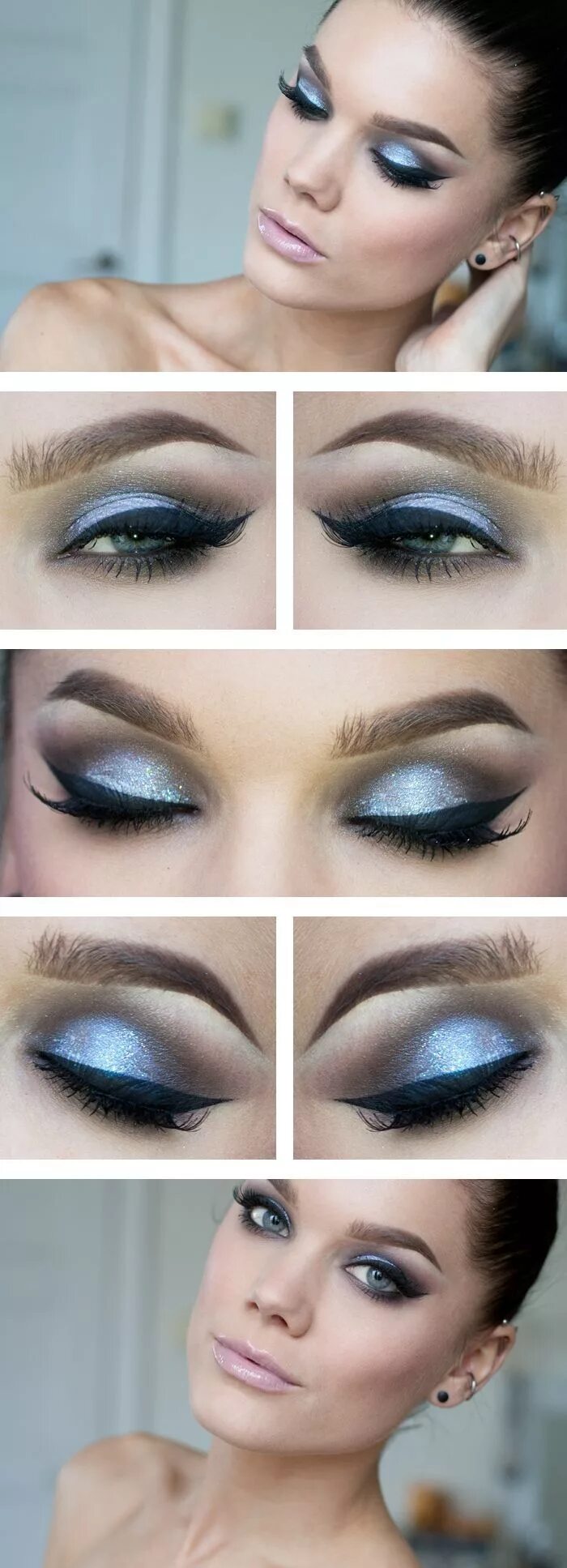 Красивый макияж голубых глаз фото Icy blue glitter by Linda Hallberg Eye makeup, Trendy makeup, Makeup