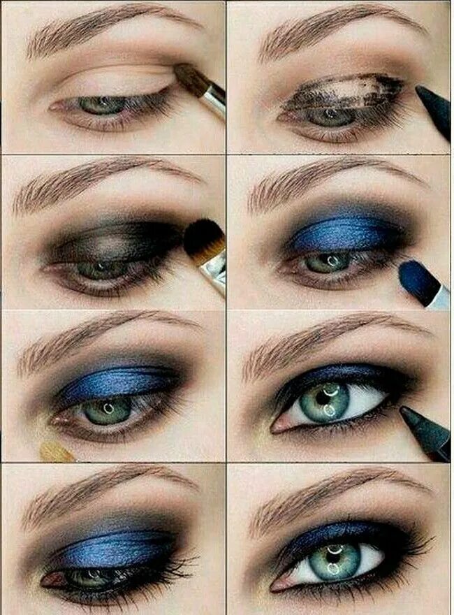 Красивый макияж голубых глаз пошагово Пин от пользователя Irina Bosin на доске Makeup Синий макияж глаз, Предметы маки