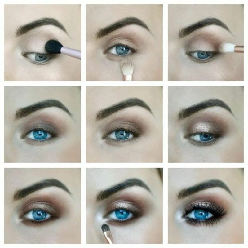 Красивый макияж голубых глаз пошагово HugeDomains.com Smokey eyes schminken, Smokey eyes, Schminken
