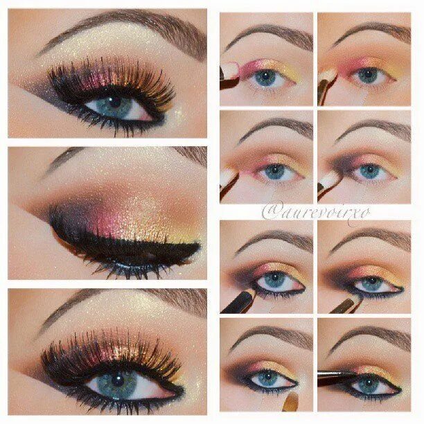 Красивый макияж голубых глаз пошагово 20 Beautiful Makeup Tutorials for Blue Eyes Blue eye makeup, Eye makeup, Smokey 