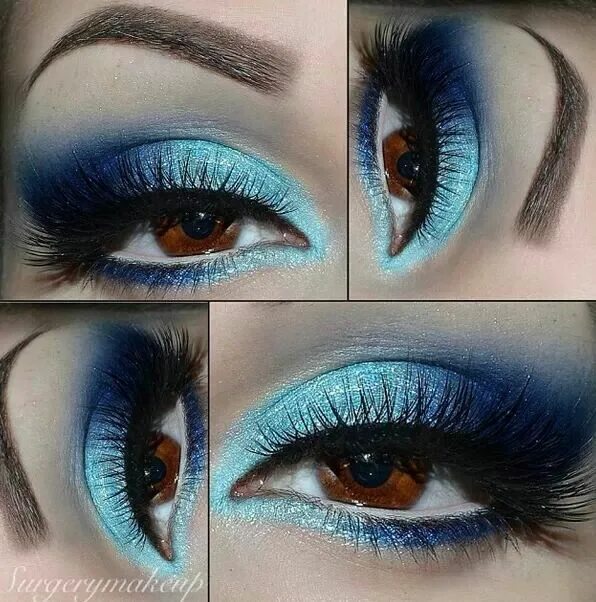 Красивый макияж голубыми тенями Blue eyeshadow Turquoise eyeshadow, Turquoise eye makeup, Makeup