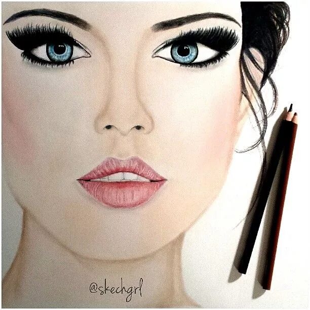 Красивый макияж карандашами My pastel drawing. Follow me on Instagram - skechgrl :) #art #artwork #draw #dra