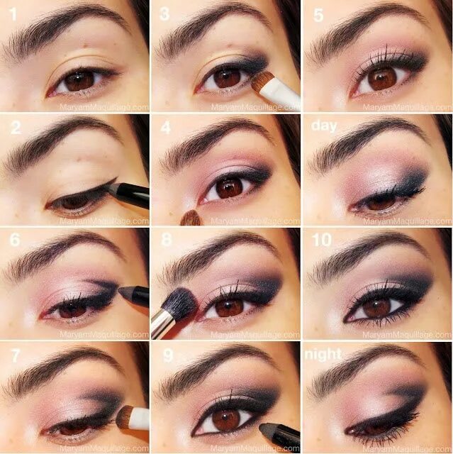 Красивый макияж карих глаз пошаговое фото Kolay Makyaj Modelleri Cat eye makeup tutorial, Pink eye makeup, Smokey eye make