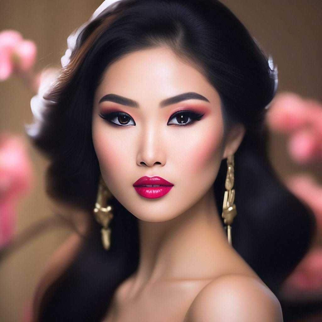 Красивый макияж китаянок "Makeup of a beautiful Asian woman" - image created in Shedevrum