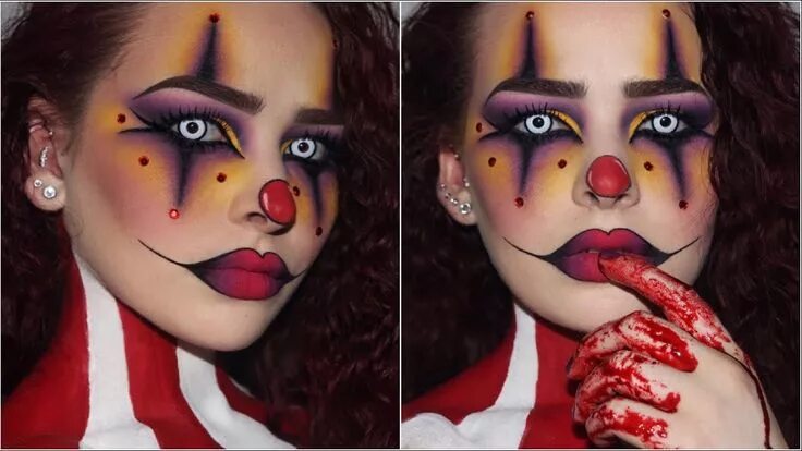 Красивый макияж клоуна scary make up tutorial in 2024 Clown makeup tutorial, Creepy clown makeup, Scary