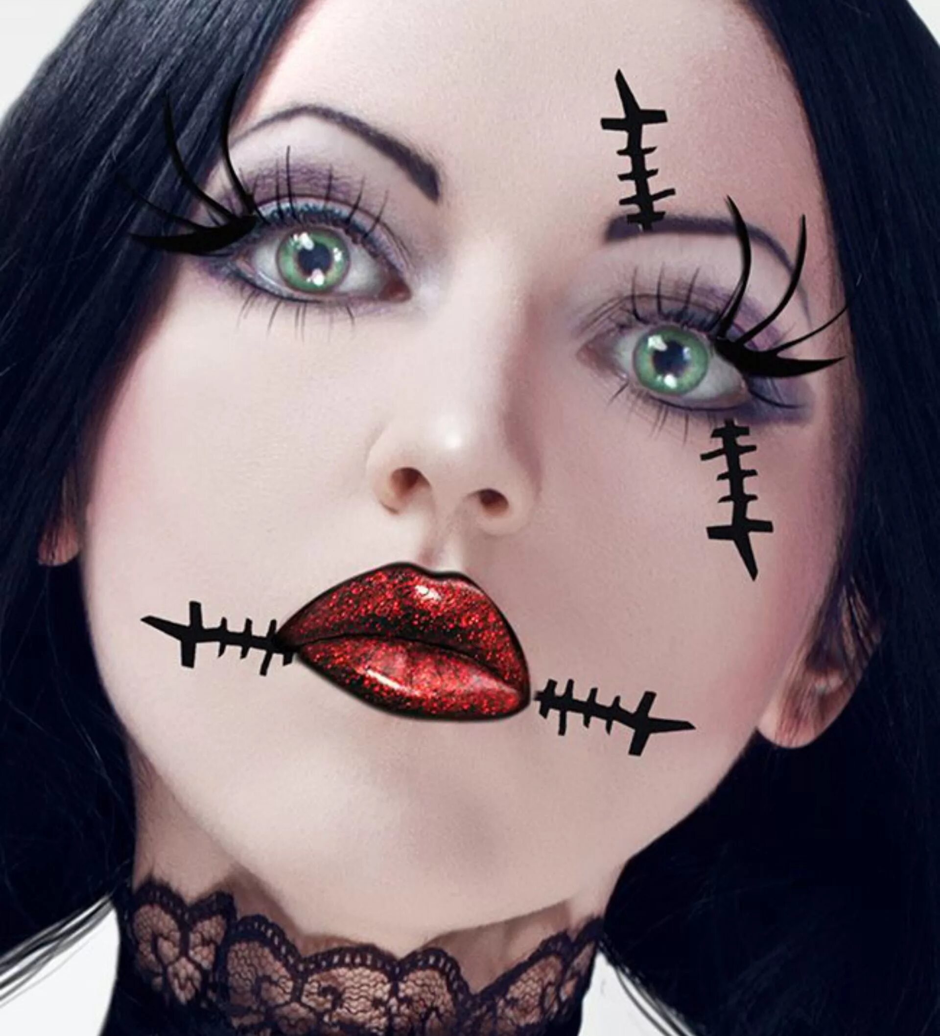 Красивый макияж на хэллоуин легкий halloween doll makeup - Google Search Doll makeup halloween, Halloween makeup sc