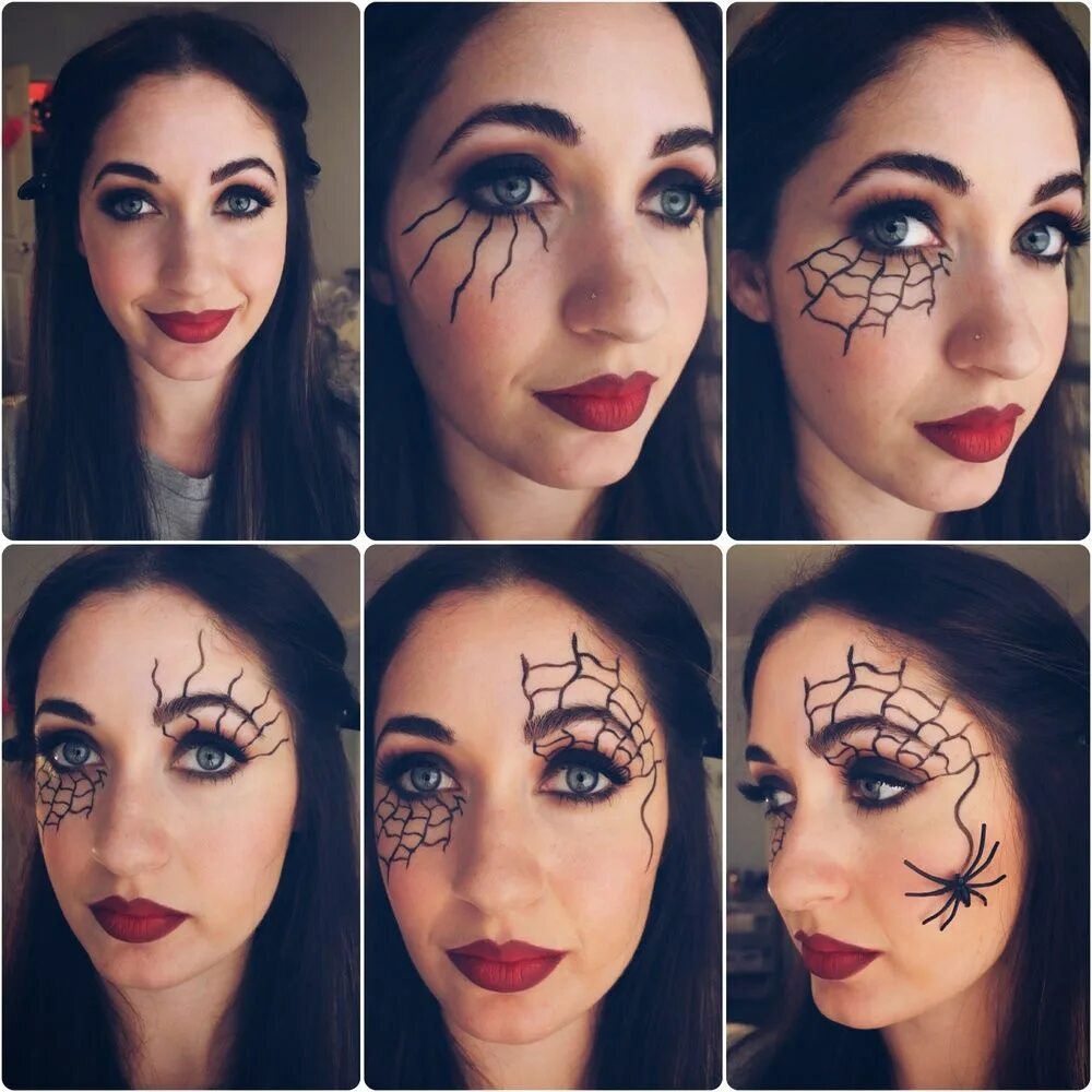 Красивый макияж на хэллоуин легкий spider web face - Google Search Halloween eye makeup, Halloween makeup easy, Hal