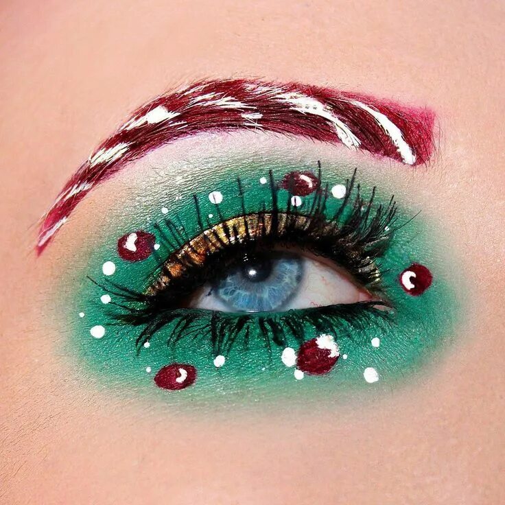 Красивый макияж новый год Christmas Eye Makeup: Candy Cane Inspired Eyeliner Christmas eye makeup, Christm