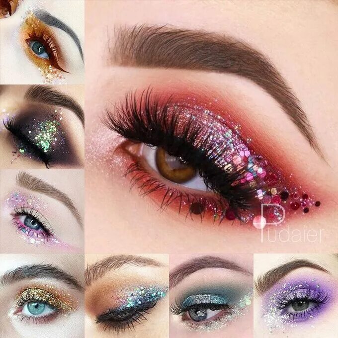 Красивый макияж с блестками Тени для век DoDo Girl Professional Make Up 15 Color Palette Extra Shimmer Gel. 