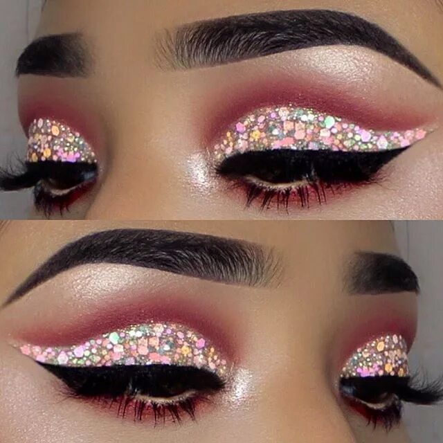Красивый макияж с блестками Close Up of My Mermaid Scales ✨ Colorful eye makeup, Eye makeup, Makeup for brow