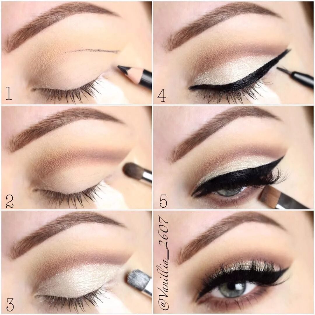 Красивый макияж со стрелками пошагово Olhos - delineador Eye makeup, Eye makeup tutorial, Simple everyday makeup
