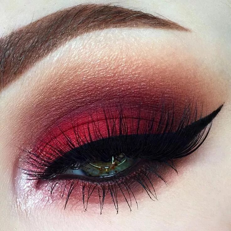 Красивый макияж тенями Makeup Red eye makeup, Eyeshadow makeup, Red makeup