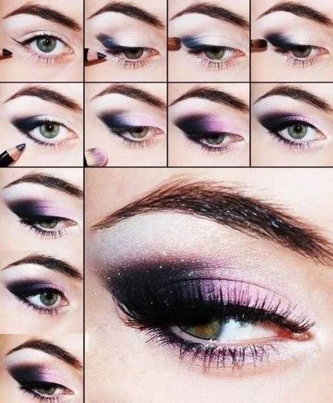Красивый макияж в домашних условиях 12 идей для новогоднего макияжа Purple eye makeup, Purple eye makeup tutorial, B