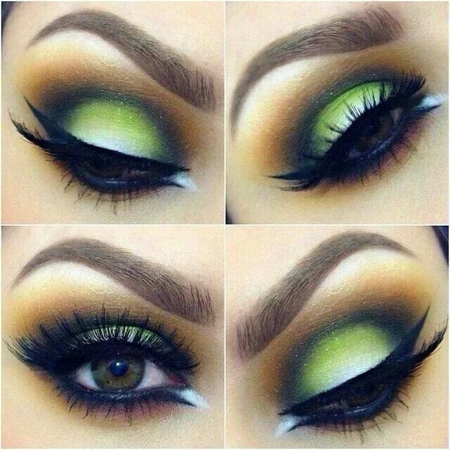 Красивый макияж зеленых глаз фото Con sombra en blanco y verde Simple eye makeup, Eye makeup, Eye makeup tips