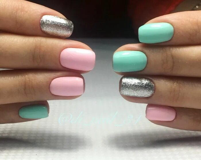 Красивый маникюр 2 цвета View 11 Diseños De Uñas Color Verde Pastel - Bellwaltine