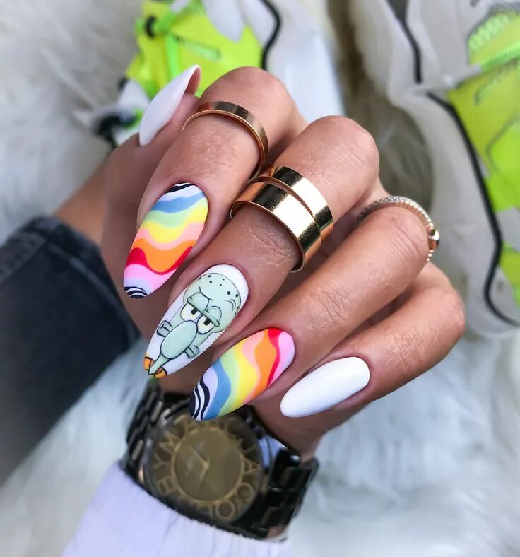 Красивый маникюр 2020 лето модные тенденции Cartoon Nails Dot nail art designs, Cartoon nail designs, Grow long nails