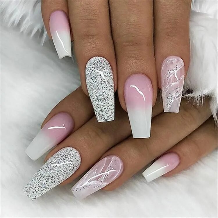 Красивый маникюр 2024 балерина 600pcs/Bag Ballerina Nail Art Tips Transparent/Natural False Coffin N - OSTTY #n