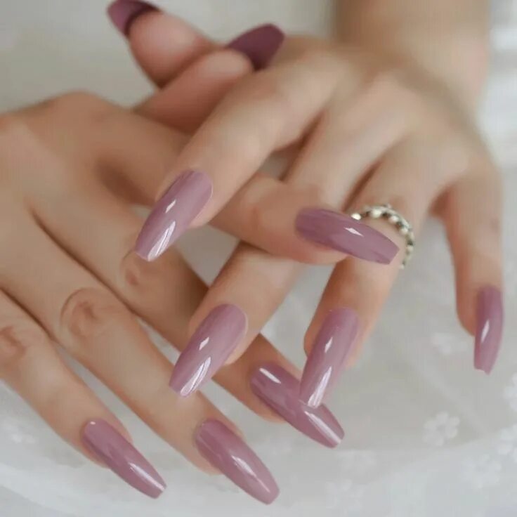Красивый маникюр 2024 балерина Dark Pink Long Ballerina Fake Nails Coffin Nail Decoration Tips - Vettsy Stylish