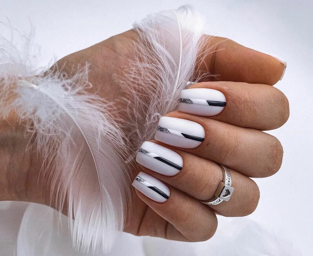 Красивый маникюр 2024 белый Pin on Маникюр Square nail designs, White nail designs, Latest nail designs