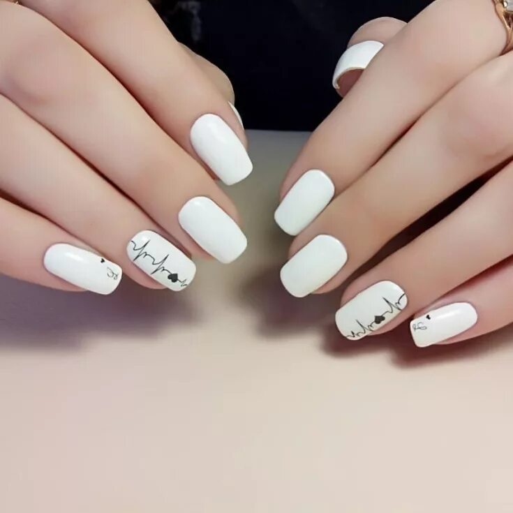 Красивый маникюр 2024 белый White spring manicure