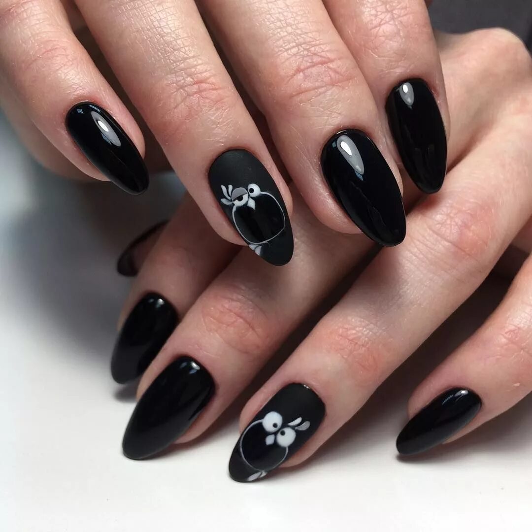 Красивый маникюр 2024 черный nice 35 Great Ideas for Almond Nails - Manageable and Attractive Check more at h
