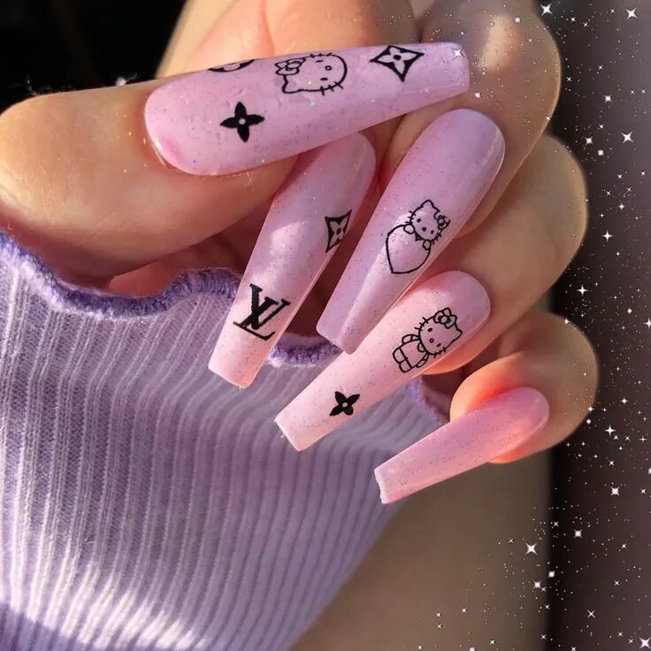 Красивый маникюр 2024 для подростка Hello kitty acrylic trendy nails #hellokitty #nails #luxury #pinknails #longnail