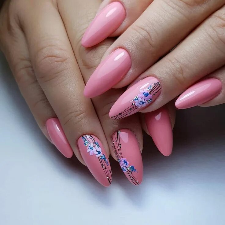 Красивый маникюр 2024 миндаль с рисунком Лучшие идеи маникюра - Разное OK.RU Floral nails, Nail art designs, Nail art