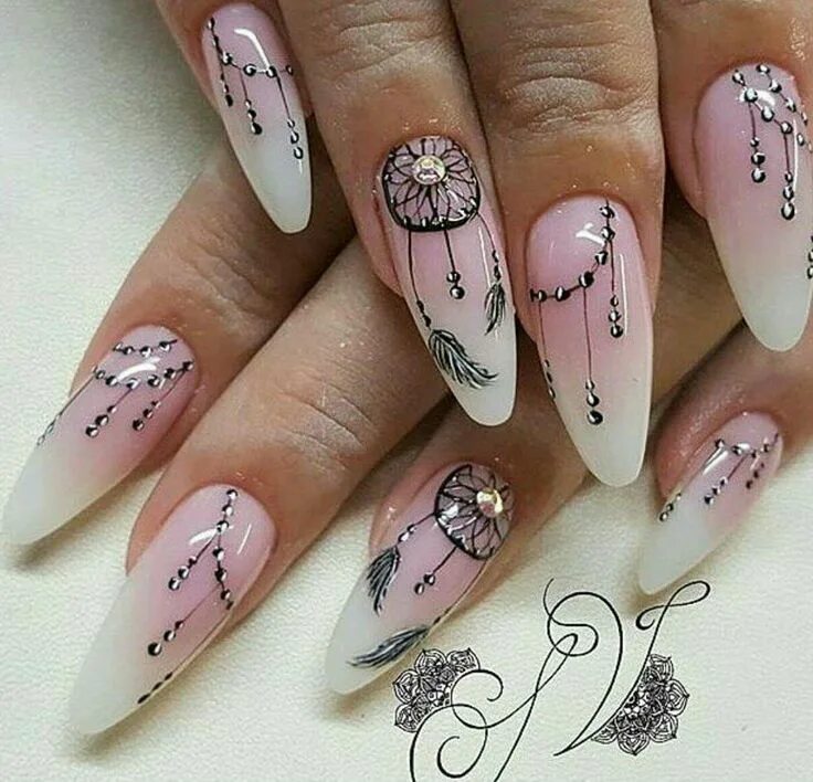 Красивый маникюр 2024 миндаль с рисунком Pin on Beauty Floral nail art, Floral nails, Dream catcher nails