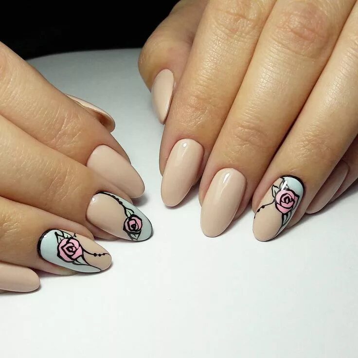 Красивый маникюр 2024 миндаль с рисунком Пин на доске Nails Цветы на ногтях, Ногти, Красивые ногти