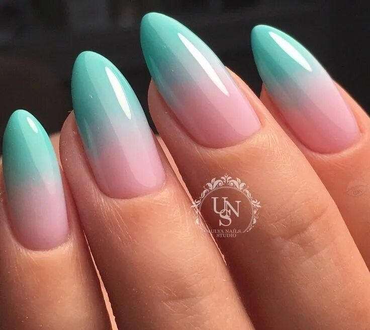 Красивый маникюр 2024 миндаль с рисунком омбре Pin by Sunrise on Ногти Nail art ombre, Ombre nails, Ombre nail art designs