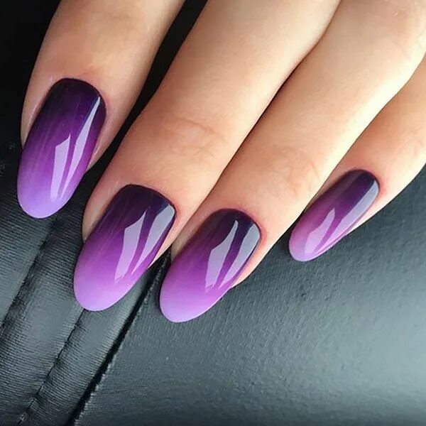 Красивый маникюр 2024 миндаль с рисунком омбре Purple Ombre Nails Unghie fucsia, Unghie sfumate, Unghie sfumate gel