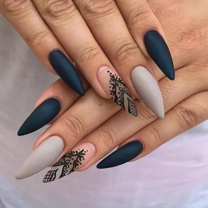 Красивый маникюр 2024 на длинные ногти миндаль 23 Eye-Catching Stiletto Nails Designs That Will Elevate Your Style Matte stilet