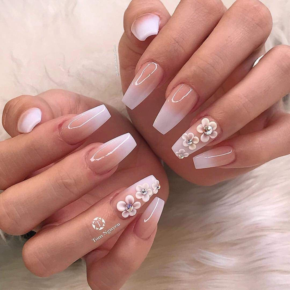 Красивый маникюр 2024 на свадьбу Using Lds Dip Nails Powder to Make 3D Flower Nail Design - French Skin Care 3d f